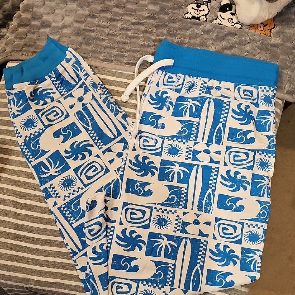 No Boundaries Blue and White Graphic Joggers